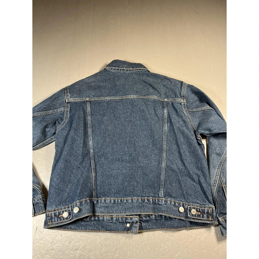 Old Navy Jacket Mens Large Blue Denim Trucker Button Front Pockets Casual - Picture 5 of 6